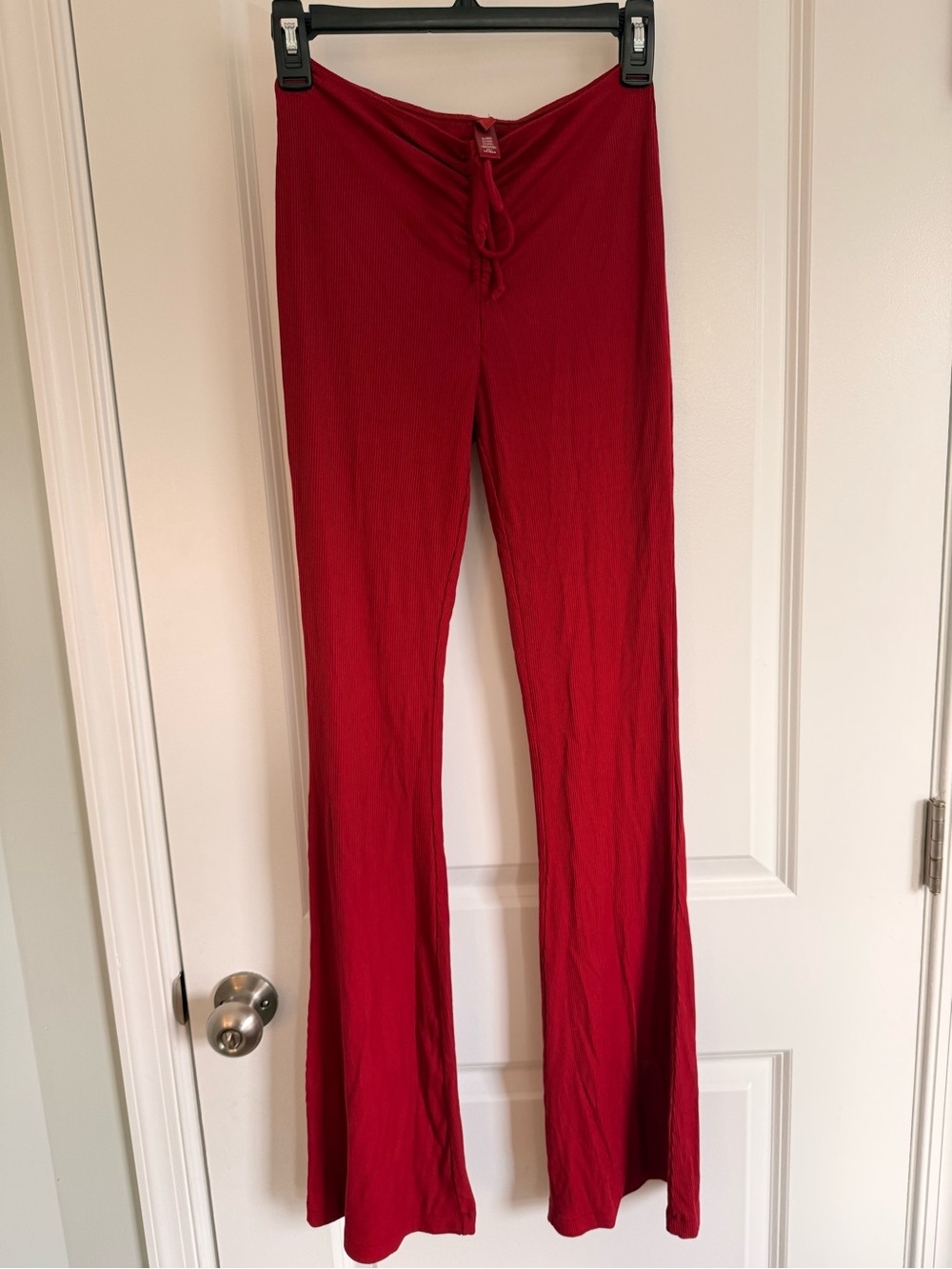 SKIMS size XS Red Ribbed Drawstring Flare Pants and top size M